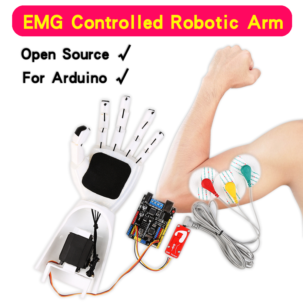 Muscle Sensor Emg - เซ็นเซอร์ EMG แขนหุ่นยนต์เซ็นเซอร์สัญญาณกล้ามเนื้อไฟฟ้าโครงการอาร์ดูอิโนแบบโอเพนซอร์ส