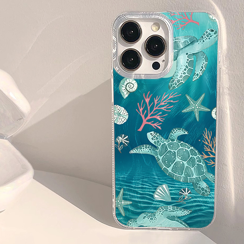 Xiaomi Redmi Note 14 - เคสโทรศัพท์ลายสัตว์ทะเลสีเขียวอมฟ้า เนื้อสัมผัสแบบผ้าไหม สำหรับ Xiaomi Redmi Note