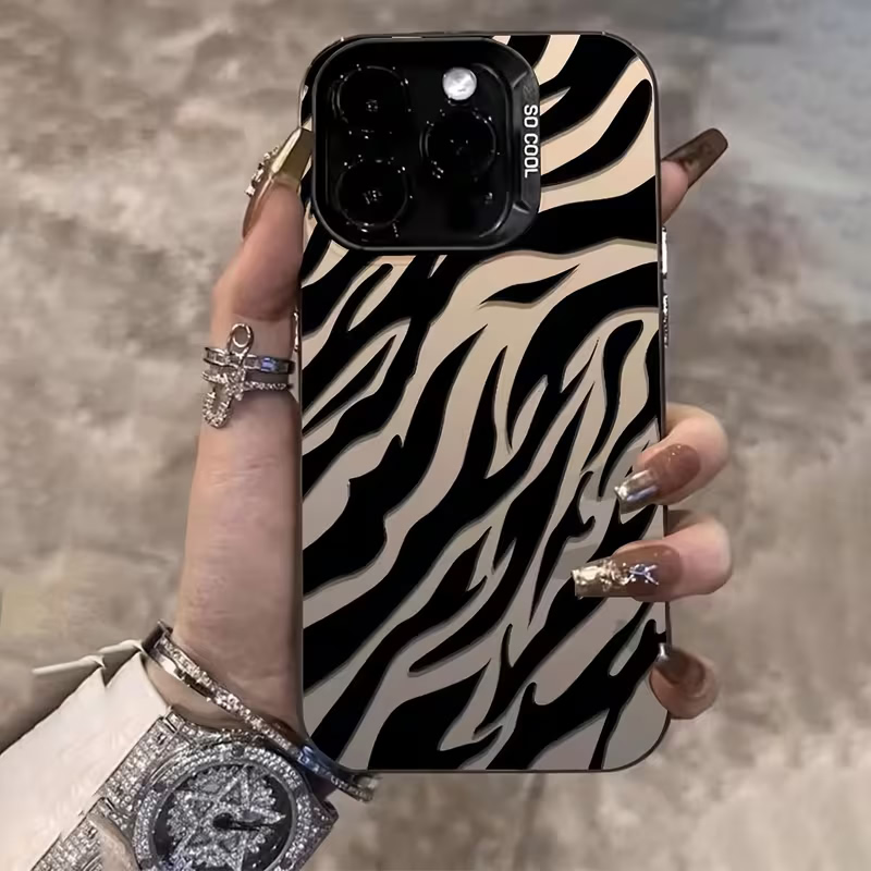 Apple Iphone 15 Pro Max - เคสกันกระแทก IMD ลายม้าลายสีดำ สำหรับ iPhone 18