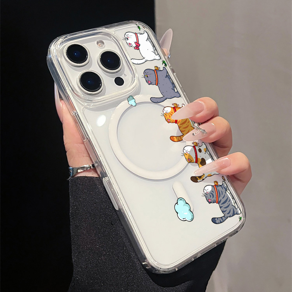 Apple Iphone 15 Pro Max - เคสโทรศัพท์ใสลายการ์ตูนแมวน่ารักสำหรับ iPhone 17 11 12 13