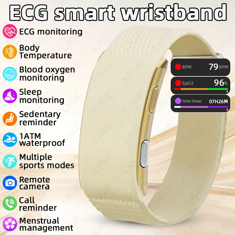 Fall Detection Watch - นาฬิกาสมาร์ทวอทช์สำหรับผู้ชาย ตรวจวัดคลื่นไฟฟ้าหัวใจ (ECG) ตรวจวัดสุขภาพ ความดันโลหิต ตรวจสอบการนอนหลับ